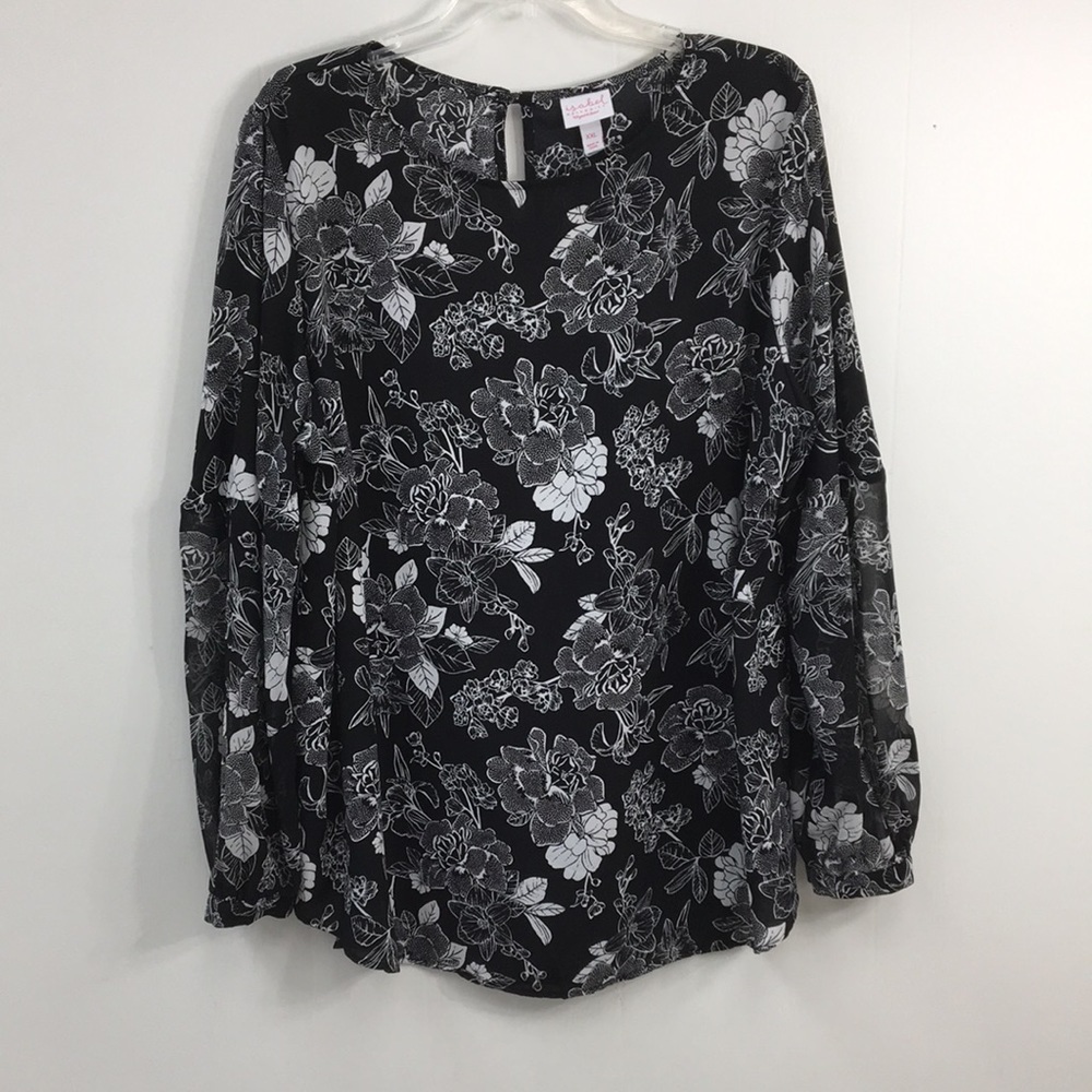 Isabel Maternity Sheer Black & White Floral Blouse Size XXL EXCELLENT Condition